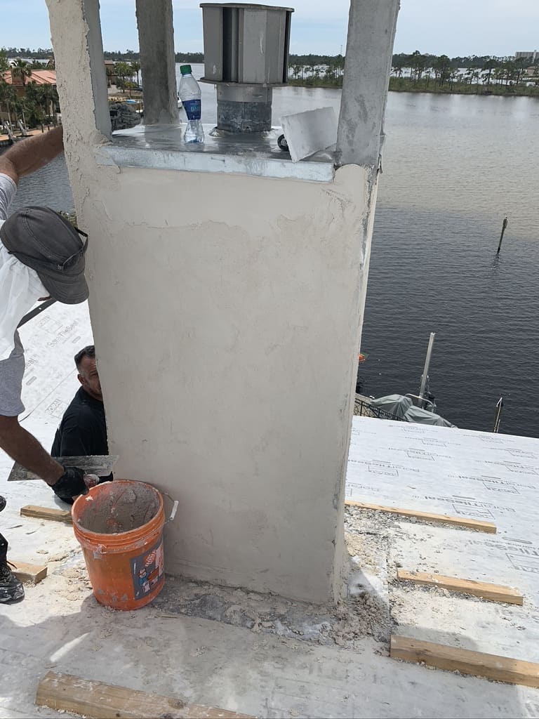 Stucco Chimney Installation by Allstar Chimney Sweep Tillmans Corner