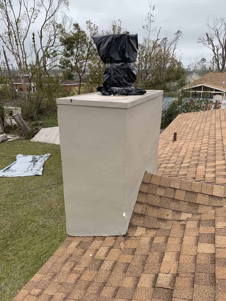 Allstar repairing storm damaged chimney in Cameron