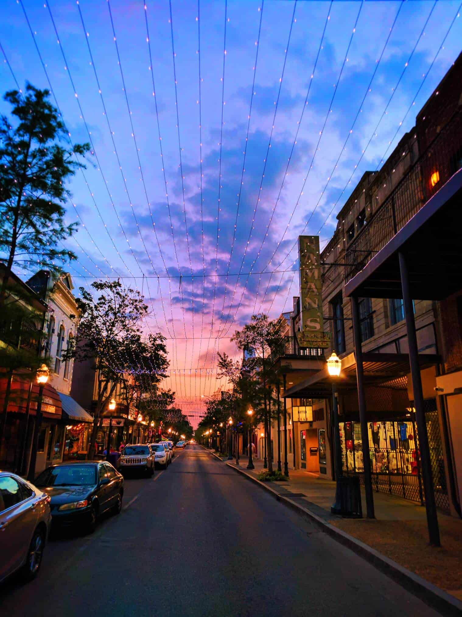 Historic-District-Dauphin-St-Downtown-Mobile-Alabama-at-sunset-1 Things to do in Mobile